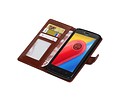 BAOHU Hoesje Geschikt voor Motorola Moto C - Portemonnee hoesje booktype wallet case Bruin
