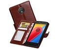 BAOHU Hoesje Geschikt voor Motorola Moto C - Portemonnee hoesje booktype wallet case Bruin