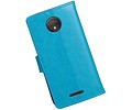 BAOHU Hoesje Geschikt voor Motorola Moto C - Portemonnee hoesje booktype wallet case Turquoise