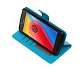 BAOHU Hoesje Geschikt voor Motorola Moto C - Portemonnee hoesje booktype wallet case Turquoise