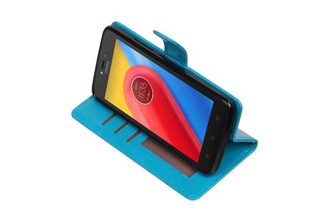 BAOHU Hoesje Geschikt voor Motorola Moto C - Portemonnee hoesje booktype wallet case Turquoise