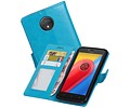 BAOHU Hoesje Geschikt voor Motorola Moto C - Portemonnee hoesje booktype wallet case Turquoise