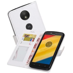 BAOHU Hoesje Geschikt voor Motorola Moto C Plus - Portemonnee hoesje booktype wallet case Wit