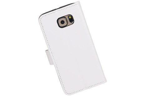 BAOHU Hoesje Geschikt voor Samsung Galaxy S6 - Portemonnee hoesje booktype wallet case Wit