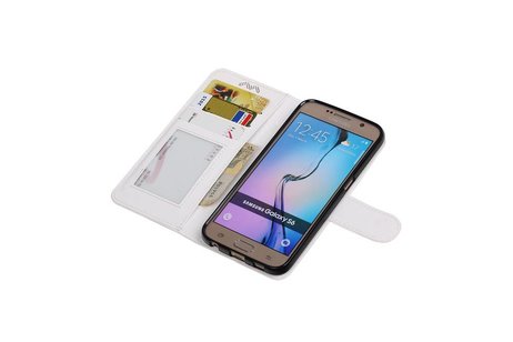 BAOHU Hoesje Geschikt voor Samsung Galaxy S6 - Portemonnee hoesje booktype wallet case Wit