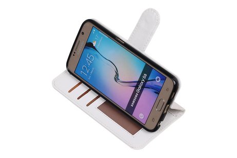BAOHU Hoesje Geschikt voor Samsung Galaxy S6 - Portemonnee hoesje booktype wallet case Wit
