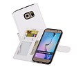BAOHU Hoesje Geschikt voor Samsung Galaxy S6 - Portemonnee hoesje booktype wallet case Wit