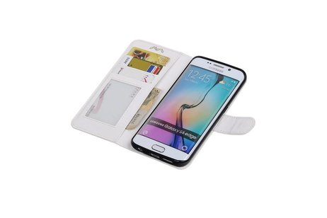 Galaxy S6 Edge Portemonnee hoesje booktype wallet case Wit