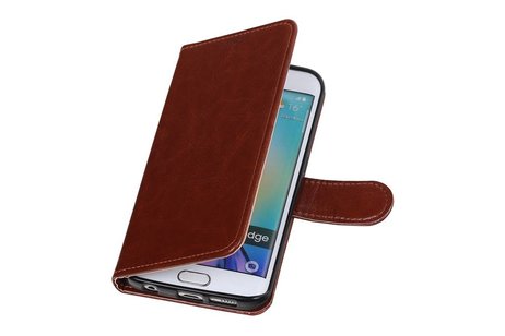 Galaxy S6 Edge Portemonnee hoesje booktype wallet case Bruin