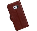 BAOHU Hoesje Geschikt voor Samsung Galaxy S6 Edge - Portemonnee hoesje booktype wallet case Bruin