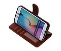 BAOHU Hoesje Geschikt voor Samsung Galaxy S6 Edge - Portemonnee hoesje booktype wallet case Bruin