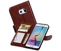 BAOHU Hoesje Geschikt voor Samsung Galaxy S6 Edge - Portemonnee hoesje booktype wallet case Bruin