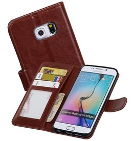 Samsung Galaxy S6 Edge Portemonnee hoesje booktype wallet case Bruin