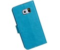 BAOHU Hoesje Geschikt voor Samsung Galaxy S6 Edge - Portemonnee hoesje booktype wallet Turquoise