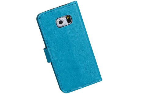 BAOHU Hoesje Geschikt voor Samsung Galaxy S6 Edge - Portemonnee hoesje booktype wallet Turquoise