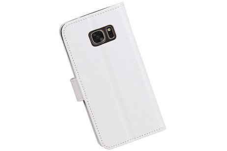 BAOHU Hoesje Geschikt voor Samsung Galaxy S7 - Portemonnee hoesje booktype wallet case Wit