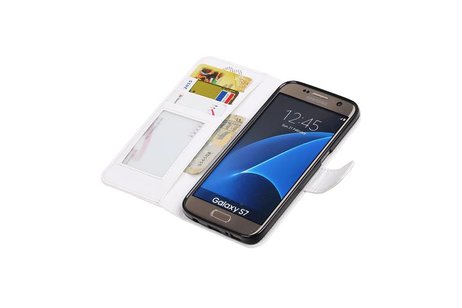 BAOHU Hoesje Geschikt voor Samsung Galaxy S7 - Portemonnee hoesje booktype wallet case Wit