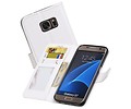 BAOHU Hoesje Geschikt voor Samsung Galaxy S7 - Portemonnee hoesje booktype wallet case Wit