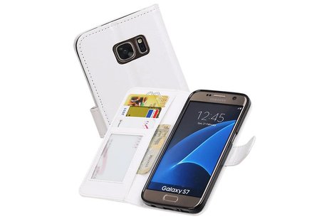 BAOHU Hoesje Geschikt voor Samsung Galaxy S7 - Portemonnee hoesje booktype wallet case Wit