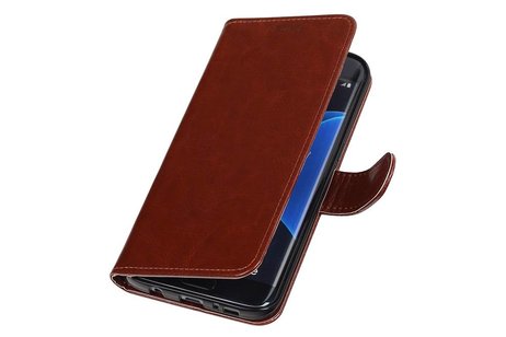 BAOHU Hoesje Geschikt voor Samsung Galaxy S7 Edge - Portemonnee hoesje booktype wallet case Bruin