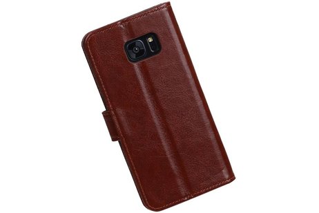 BAOHU Hoesje Geschikt voor Samsung Galaxy S7 Edge - Portemonnee hoesje booktype wallet case Bruin
