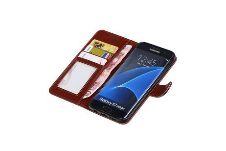 BAOHU Hoesje Geschikt voor Samsung Galaxy S7 Edge - Portemonnee hoesje booktype wallet case Bruin