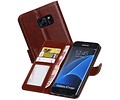 BAOHU Hoesje Geschikt voor Samsung Galaxy S7 Edge - Portemonnee hoesje booktype wallet case Bruin
