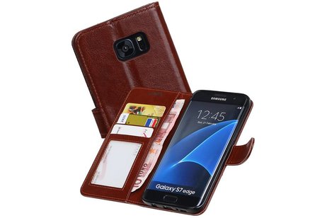 BAOHU Hoesje Geschikt voor Samsung Galaxy S7 Edge - Portemonnee hoesje booktype wallet case Bruin