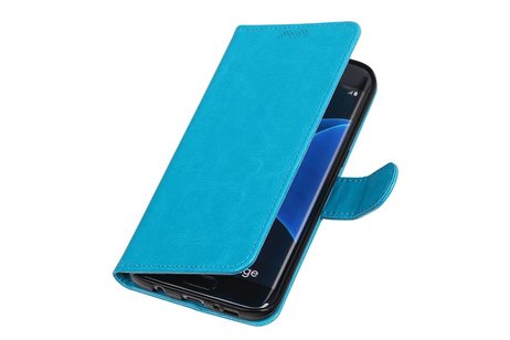 BAOHU Hoesje Geschikt voor Samsung Galaxy S7 Edge - Portemonnee hoesje booktype wallet Turquoise