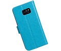 BAOHU Hoesje Geschikt voor Samsung Galaxy S7 Edge - Portemonnee hoesje booktype wallet Turquoise