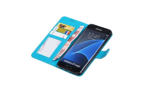 BAOHU Hoesje Geschikt voor Samsung Galaxy S7 Edge - Portemonnee hoesje booktype wallet Turquoise