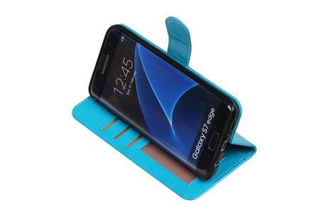 BAOHU Hoesje Geschikt voor Samsung Galaxy S7 Edge - Portemonnee hoesje booktype wallet Turquoise