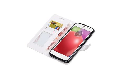 BAOHU Hoesje Geschikt voor Motorola Moto E4 Plus - Portemonnee hoesje booktype wallet case Wit