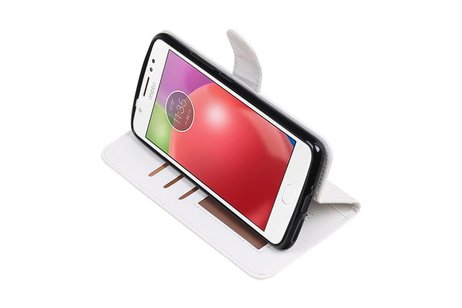 BAOHU Hoesje Geschikt voor Motorola Moto E4 Plus - Portemonnee hoesje booktype wallet case Wit