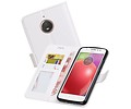 BAOHU Hoesje Geschikt voor Motorola Moto E4 Plus - Portemonnee hoesje booktype wallet case Wit