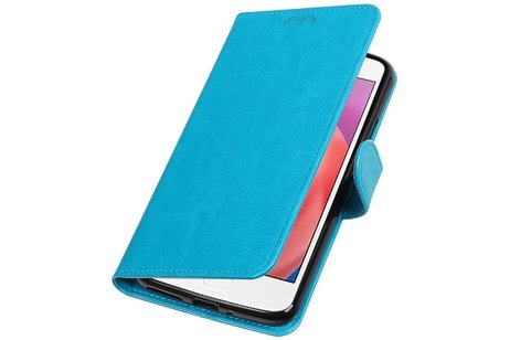 BAOHU Hoesje Geschikt voor Motorola Moto E4 Plus - Portemonnee hoesje booktype wallet Turquoise