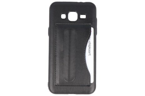 BAOHU Standing TPU Wallet Case - Hoesje Geschikt voor Samsung Galaxy J3 / J3 2016 Zwart