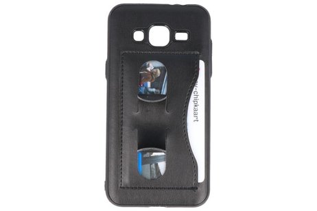 BAOHU Standing TPU Wallet Case - Hoesje Geschikt voor Samsung Galaxy J3 / J3 2016 Zwart