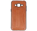 Standing TPU Wallet Case voor Galaxy J3 / J3 2016 Bruin