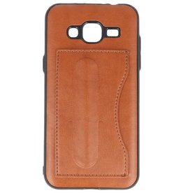 BAOHU Standing TPU Wallet Case voor Samsung Galaxy J3 / J3 2016 Bruin