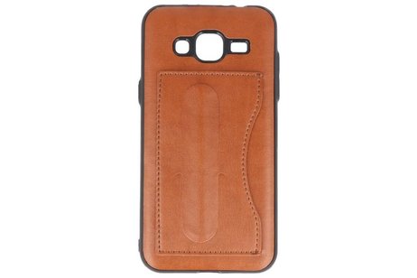 BAOHU Standing TPU Wallet Case - Hoesje Geschikt voor Samsung Galaxy J3 / J3 2016 Bruin