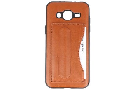 BAOHU Standing TPU Wallet Case - Hoesje Geschikt voor Samsung Galaxy J3 / J3 2016 Bruin