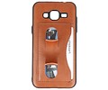 Standing TPU Wallet Case voor Galaxy J3 / J3 2016 Bruin