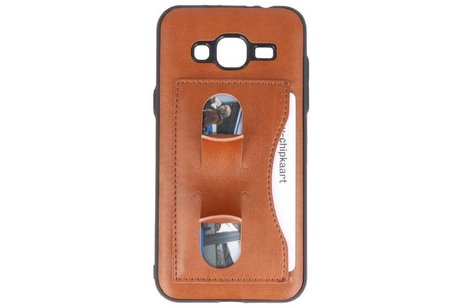 BAOHU Standing TPU Wallet Case - Hoesje Geschikt voor Samsung Galaxy J3 / J3 2016 Bruin
