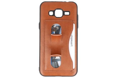 Standing TPU Wallet Case voor Galaxy J3 / J3 2016 Bruin