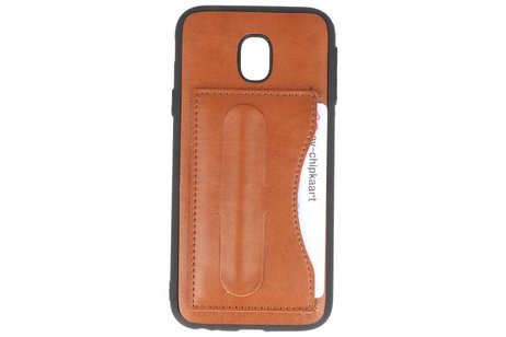 Standing TPU Wallet Case voor Galaxy J3 2017 Bruin