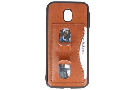 BAOHU Standing TPU Wallet Case - Hoesje Geschikt voor Samsung Galaxy J3 2017 Bruin