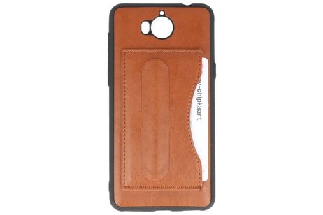 Standing TPU Wallet Case voor Huawei Y5 2017 Bruin