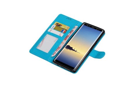 BAOHU Hoesje Geschikt voor Samsung Galaxy Note 8 - Portemonnee hoesje booktype wallet case Turquoise