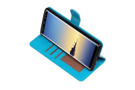 BAOHU Hoesje Geschikt voor Samsung Galaxy Note 8 - Portemonnee hoesje booktype wallet case Turquoise